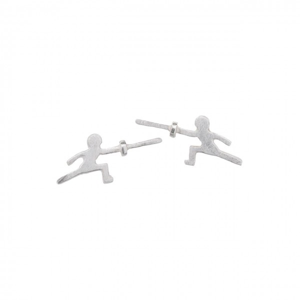 Boucle d'oreille en argent "Fencer"
